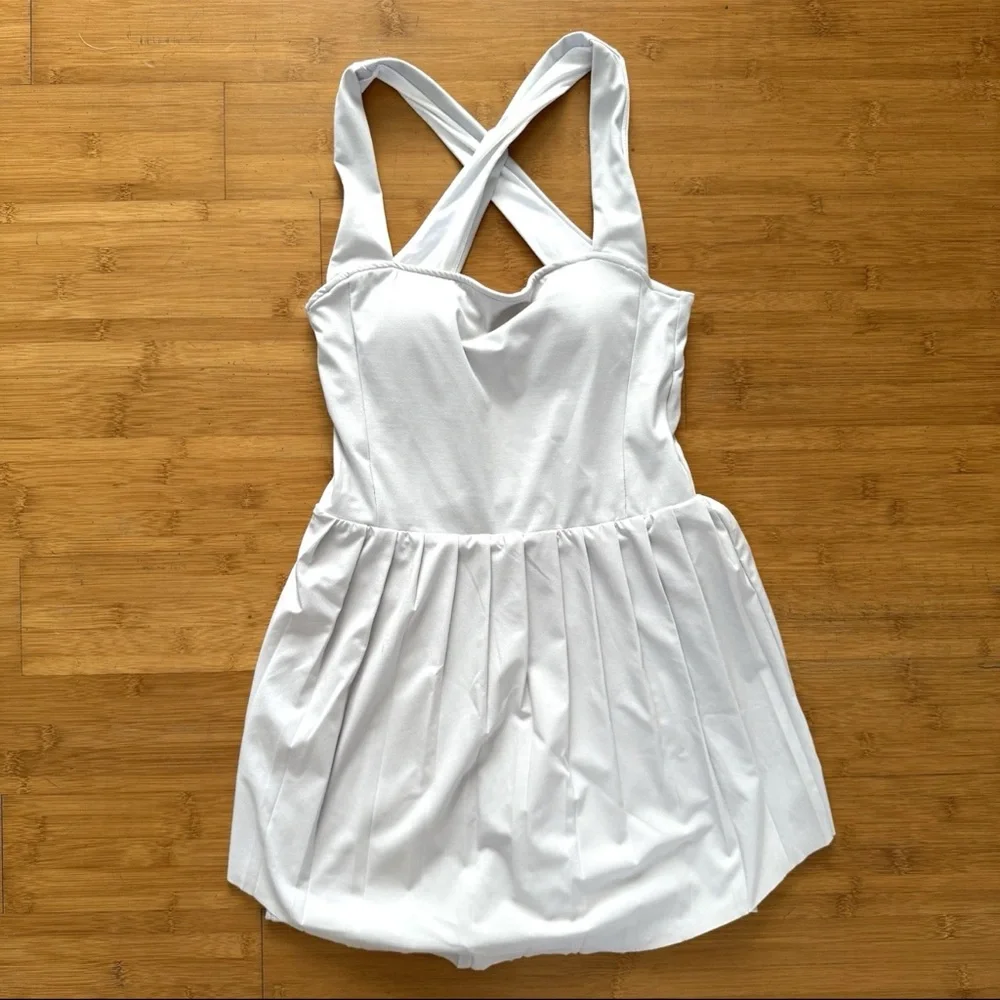 Varley White Pleated Tennis dress romper - Picture 3 of 13
